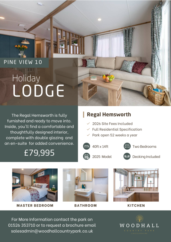 Holiday lodge for sale at Woodhall Country Park